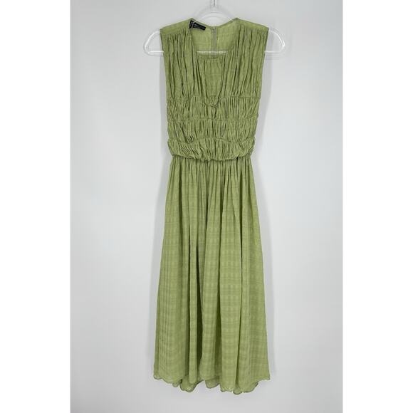 ASOS Design Gathered Textured High Low Midi Dress Women's Size 6 Pistachio Green - Picture 5 of 16